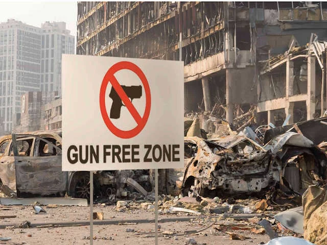 Шутка из США: на Украине разместили знак, означающий "зону, свободную от оружия"